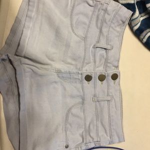 High waisted blue shorts